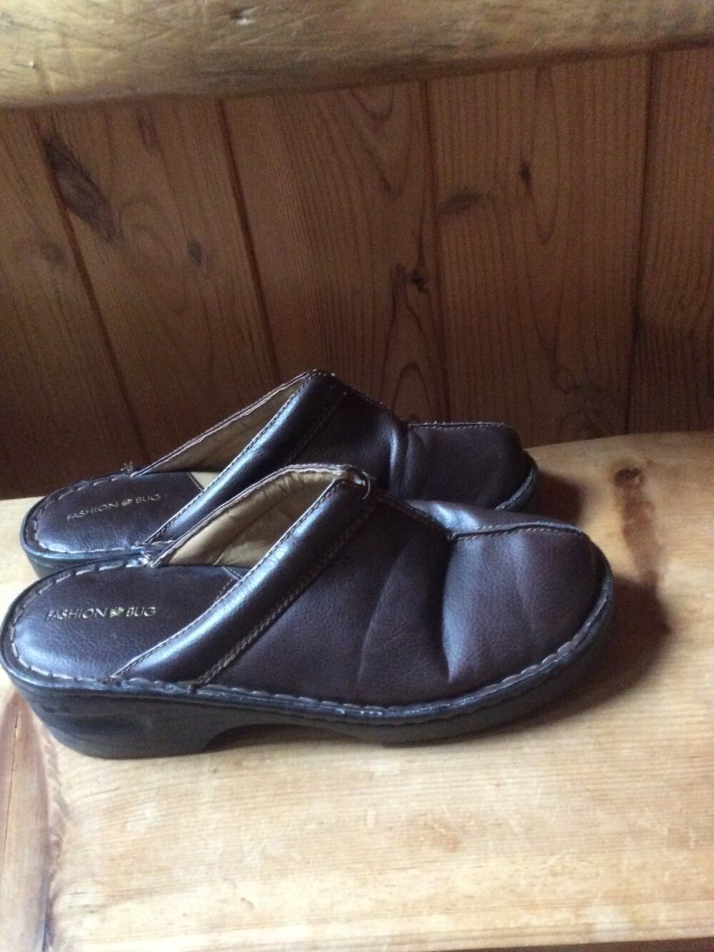 Vintage Fashion Bug Y2K Brown Matt Mule Vegan Boho Slip On 90s Clogs Size 8.5